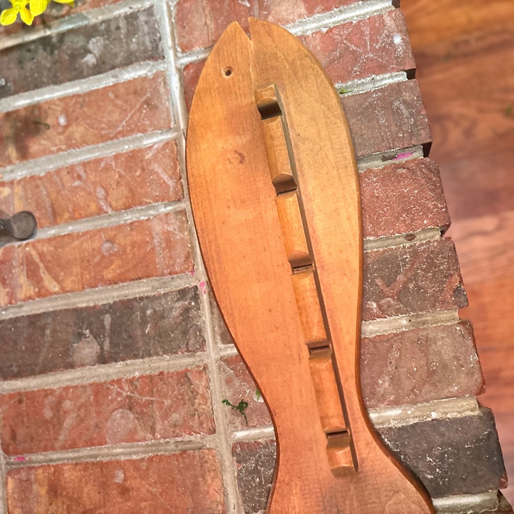 Vintage Wooden Fish Wall Rack Fishing Rod Holder Nautical Cabin Decor 16 Inch
